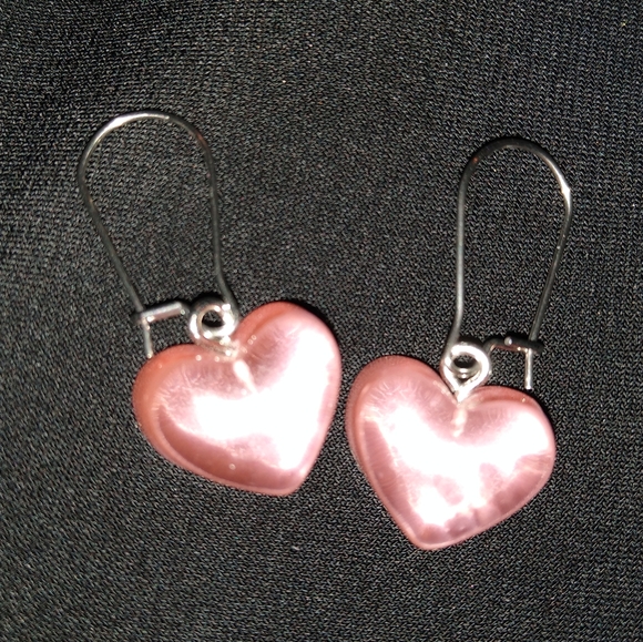 Pink Heart Candy Hearts Charm Earrings 80s Retro Chunky Charms Stainless Steel - Picture 2 of 4